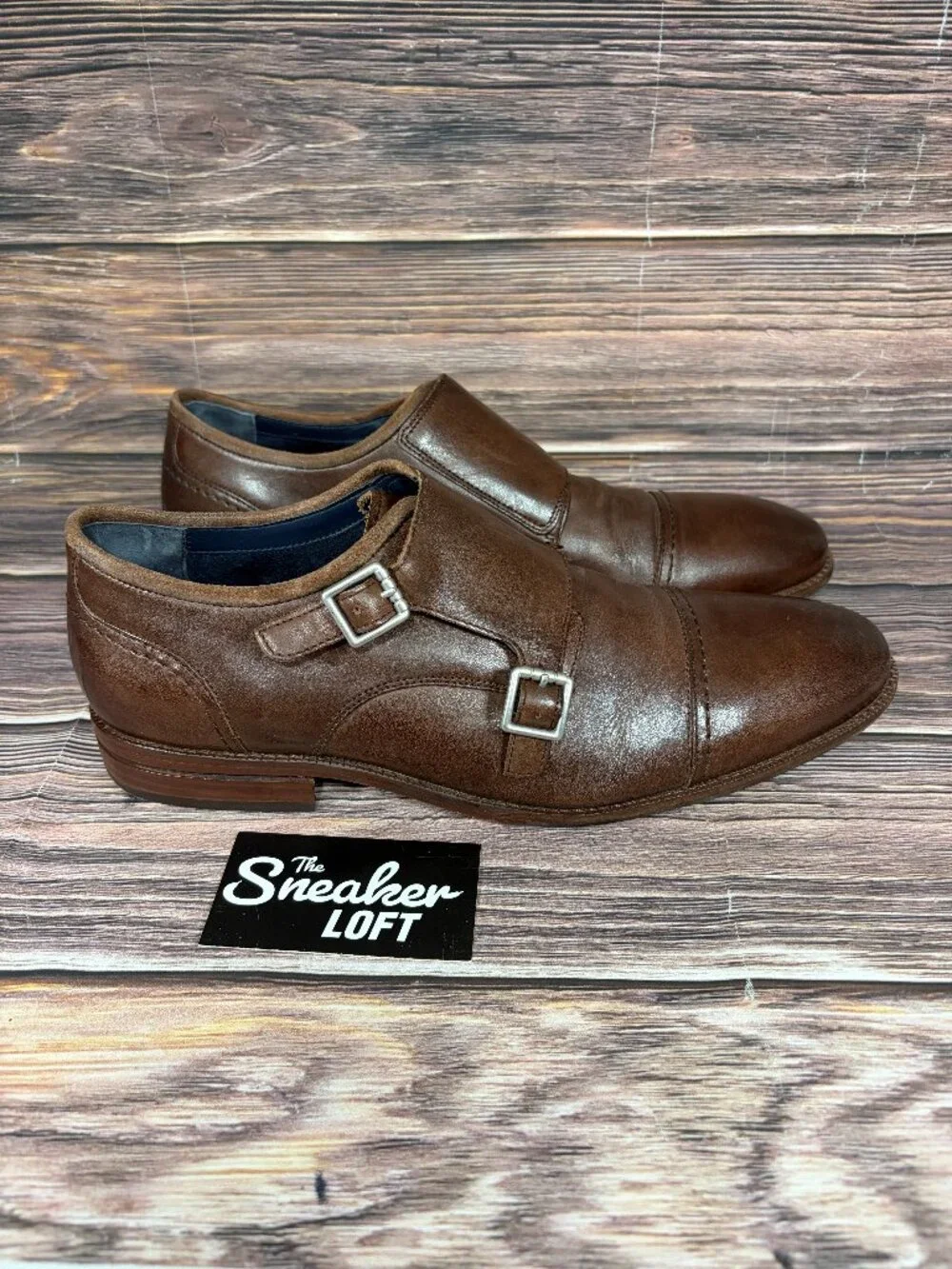 Cole Haan Men's Warner Grand Double‎ Monk Strap Brown Leather Shoes Size 11.5